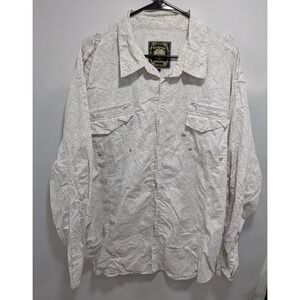 Mens Live Mechanics Well Established White Long Sleeve Paisley Shirt Size 4XL